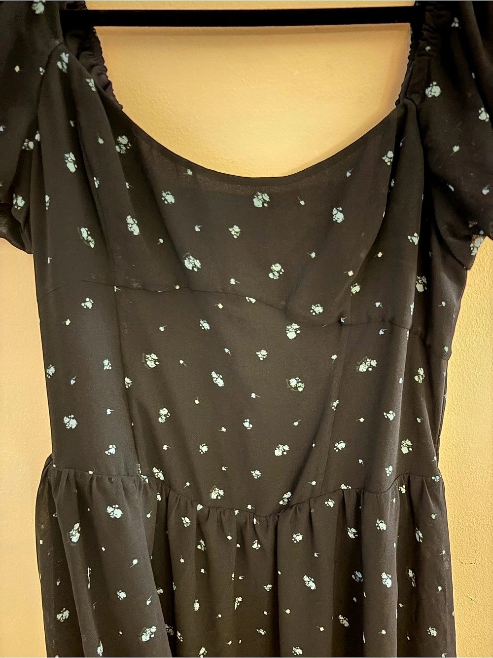 Sunday Best Floral Puff Sleeve Mini Dress in Blue Like New